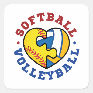 Softball Volleyball Square Sticker