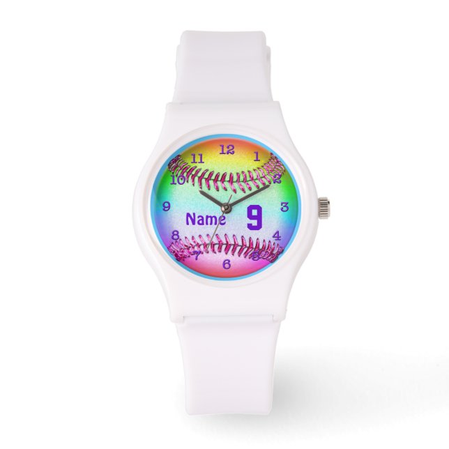 Softball Watches with YOUR JERSEY NUMBER and NAME (Front)