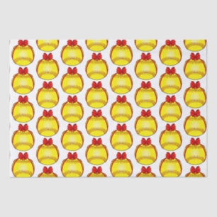 Softball with a Christmas Bow Tissue Paper