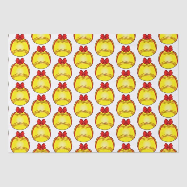 Softball with a Christmas Bow Tissue Paper (Front)