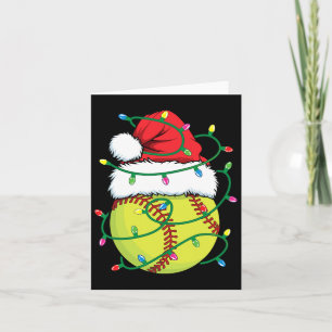 Softball With Santa Hat Men Boys Girls Christmas X Card