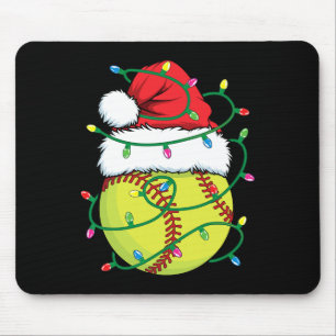 Softball With Santa Hat Men Boys Girls Christmas X Mouse Mat
