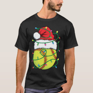 Softball With Santa Hat Men Boys Girls Christmas X T-Shirt