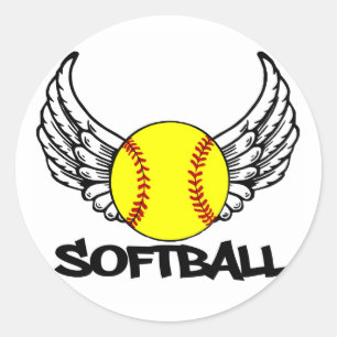 Softball with Wings Classic Round Sticker