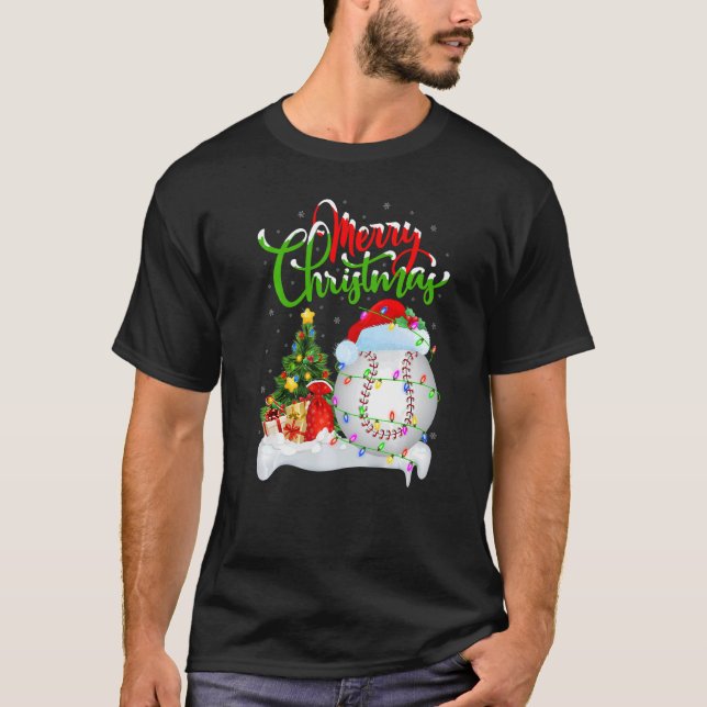 Softball  Xmas Decorations Santa Softball Christma T-Shirt (Front)
