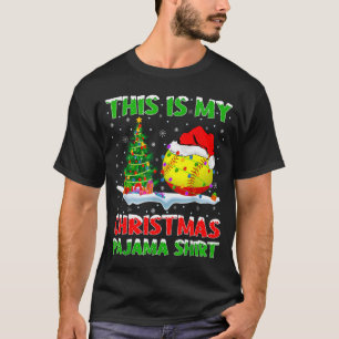 Softball Xmas Tree Lights This Is My Christmas Paj T-Shirt