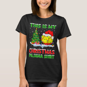 Softball Xmas Tree Lights This Is My Christmas Paj T-Shirt