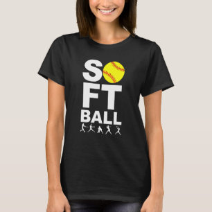 SOFTBALL Yellow Ball with Batting, Pitching Stance T-Shirt