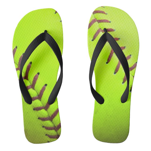 Softball Yellow Fast Pitch 8U 10 Flip Flop Sandals (Footbed)