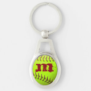 Softball Yellow Fast Pitch 8U 10U 12U Key Chain