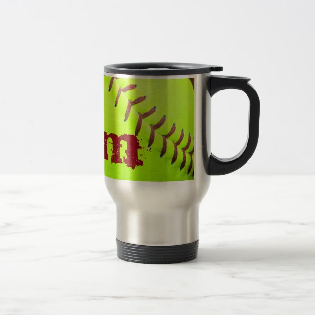 Softball Yellow Fast Pitch 8U 10U 15 oz Coffee Mug (Right)