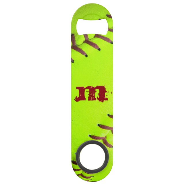 Softball Yellow Fast Pitch 8U 10U Bottle Opener (Front)