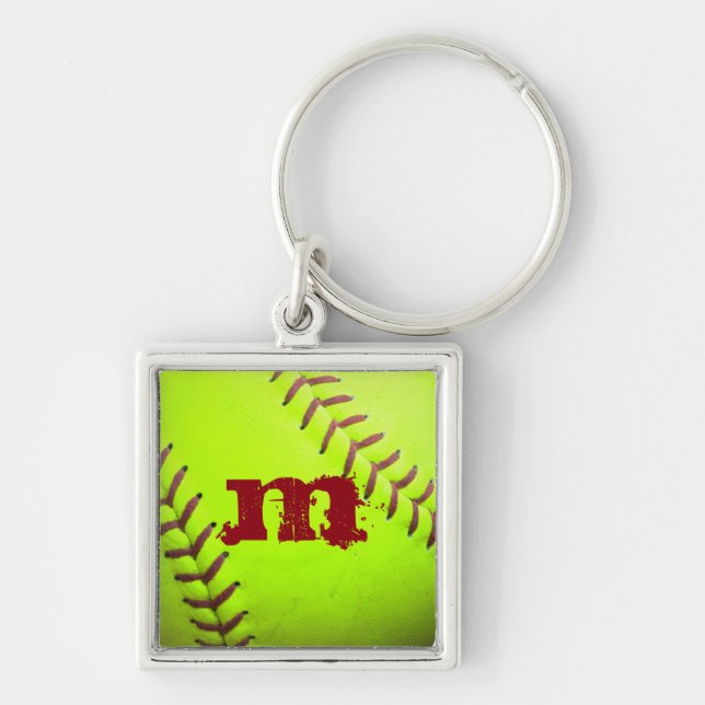 Softball Yellow Fast Pitch 8U Monogram Key Chain (Front)