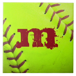 Softball Yellow Fast Pitch Monogram Display Tile