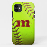 Softball Yellow Fast Pitch Monogram IPHONE 5 Case
