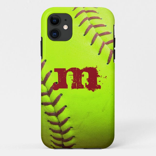Softball Yellow Fast Pitch Monogram IPHONE 5 Case (Back)