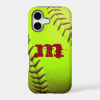 Softball Yellow Fast Pitch Monogram IPHONE 5 Case