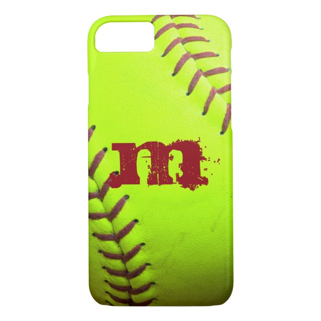 Softball Yellow Fast Pitch Monogram iPhone 7 Case (Back)