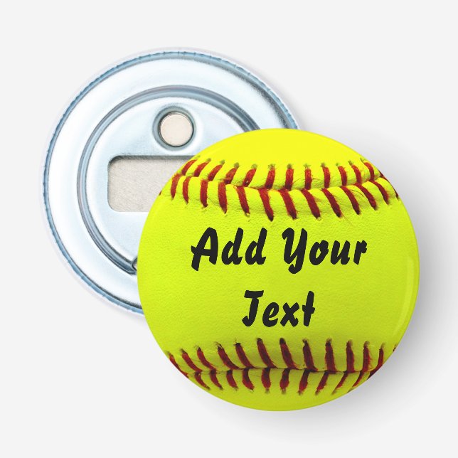Softball Yellow Softball Sports Team Coach Bottle Opener (Front)