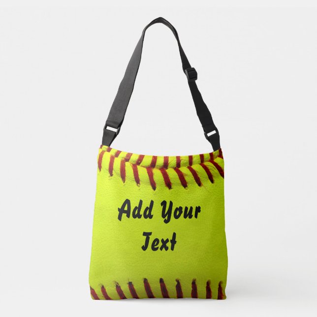 Softball Yellow Softball Sports Team Coach Crossbody Bag (Front)