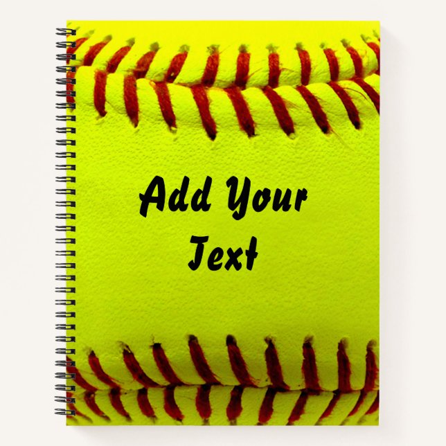 Softball Yellow Softball Sports Team Coach Notebook (Front)