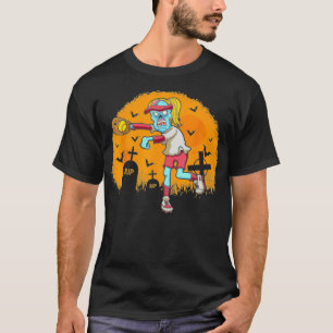 Softball Zombie Catcher Halloween Costume Party T-Shirt