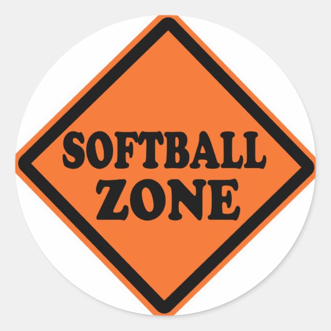 Softball Zone Road Sign Classic Round Sticker (Front)