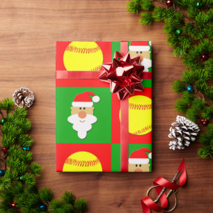 Softballs and Santa Fastpitch Softball Christmas Wrapping Paper
