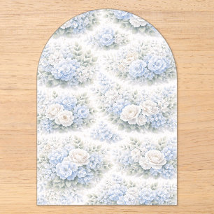 SoftBlue Floral Pattern Elegant Romantic Botanical Acrylic Invitations