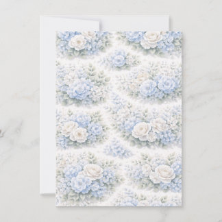 SoftBlue Floral Pattern Elegant Romantic Botanical Announcement
