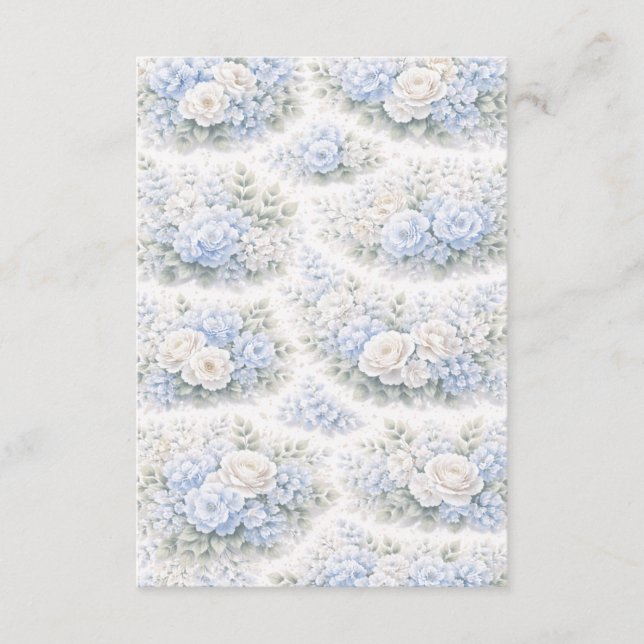 SoftBlue Floral Pattern Elegant Romantic Botanical Enclosure Card (Front)