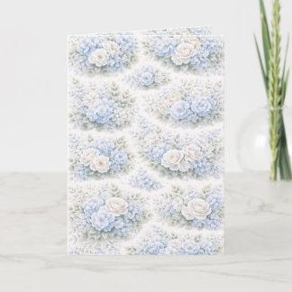 SoftBlue Floral Pattern Elegant Romantic Botanical Invitation