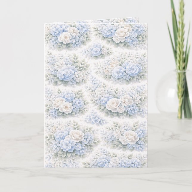 SoftBlue Floral Pattern Elegant Romantic Botanical Invitation (Front)