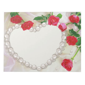 Soften Roses and Hearts Wedding Floral Love Notepad