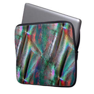 Softened psychedelic woody texture, digital rugged laptop sleeve