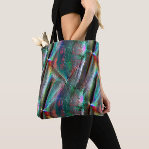 Softened psychedelic woody texture, digital rugged tote bag