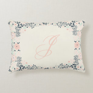 Softest Monogram   Floral Personal Custom Decorative Cushion