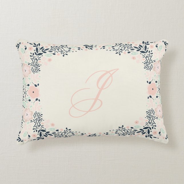 Softest Monogram | Floral Personal Custom Decorative Cushion (Front)