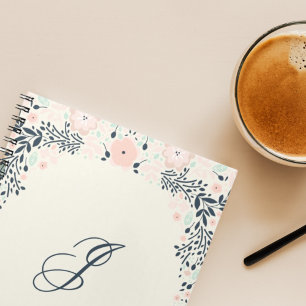 Softest Monogram   Floral Personal Custom Notebook