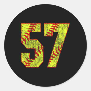 Softll #57 Fastpitch Softll Mom Number 57 Player  Classic Round Sticker