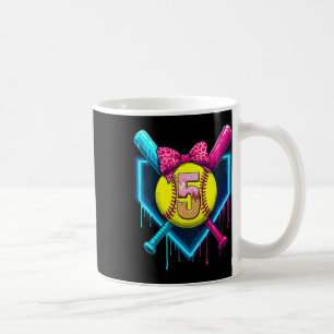 Softll 5 Years Old Ice Cream Drip 5th Birthday Gir Coffee Mug