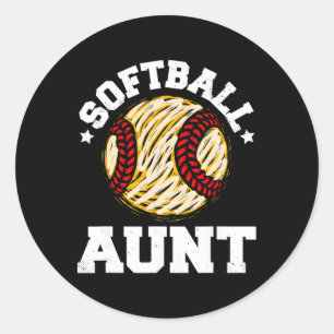 Softll Aunt Distressed Vintage Funny Aunt Game Day Classic Round Sticker