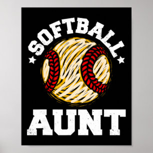 Softll Aunt Distressed Vintage Funny Aunt Game Day Poster