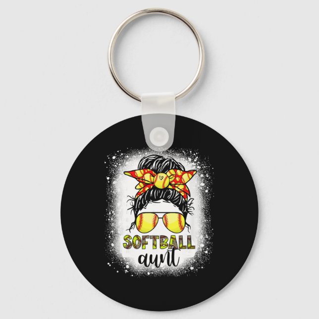 Softll Aunt Messy Bun Leopard Bleached Softll Aunt Key Ring (Front)