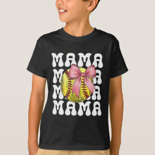 Softll Bow Softll Mum Mothers Day Women Softll Mam T-Shirt