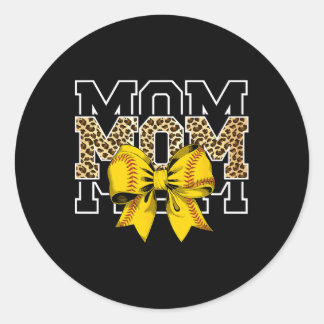 Softll Bow Women For Softll Leopard Mom Mothers Da Classic Round Sticker