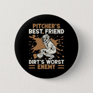 Softll Catcher Best Friend Dirt´s Worst Softll Mom 6 Cm Round Badge