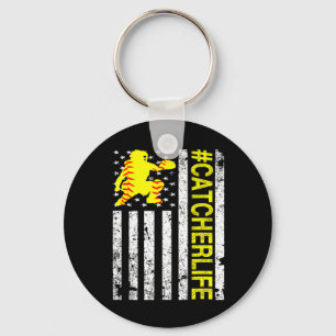 Softll Catcher - Catcher Life Usa Flag Fastpitch Key Ring