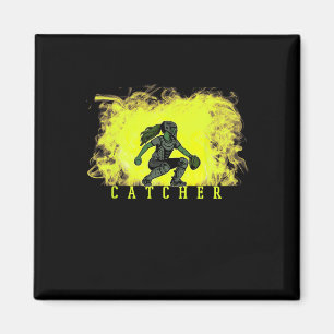 Softll Catcher Player With Yellow Smoke Ckground A Magnet