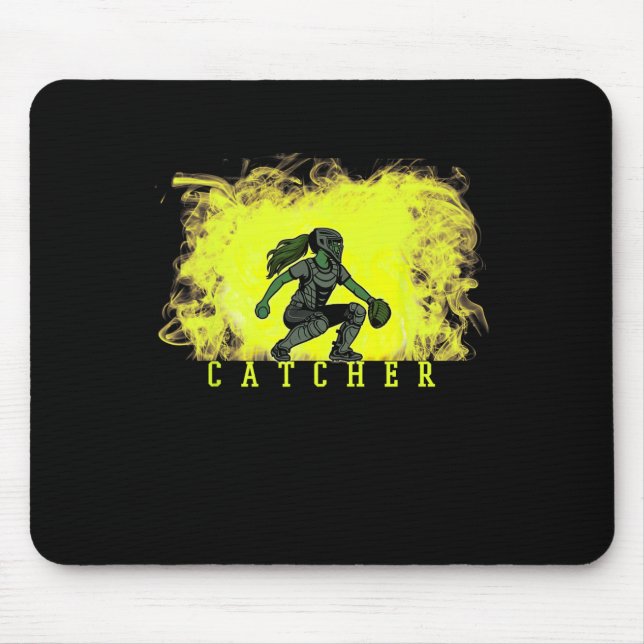 Softll Catcher Player With Yellow Smoke Ckground A Mouse Mat (Front)